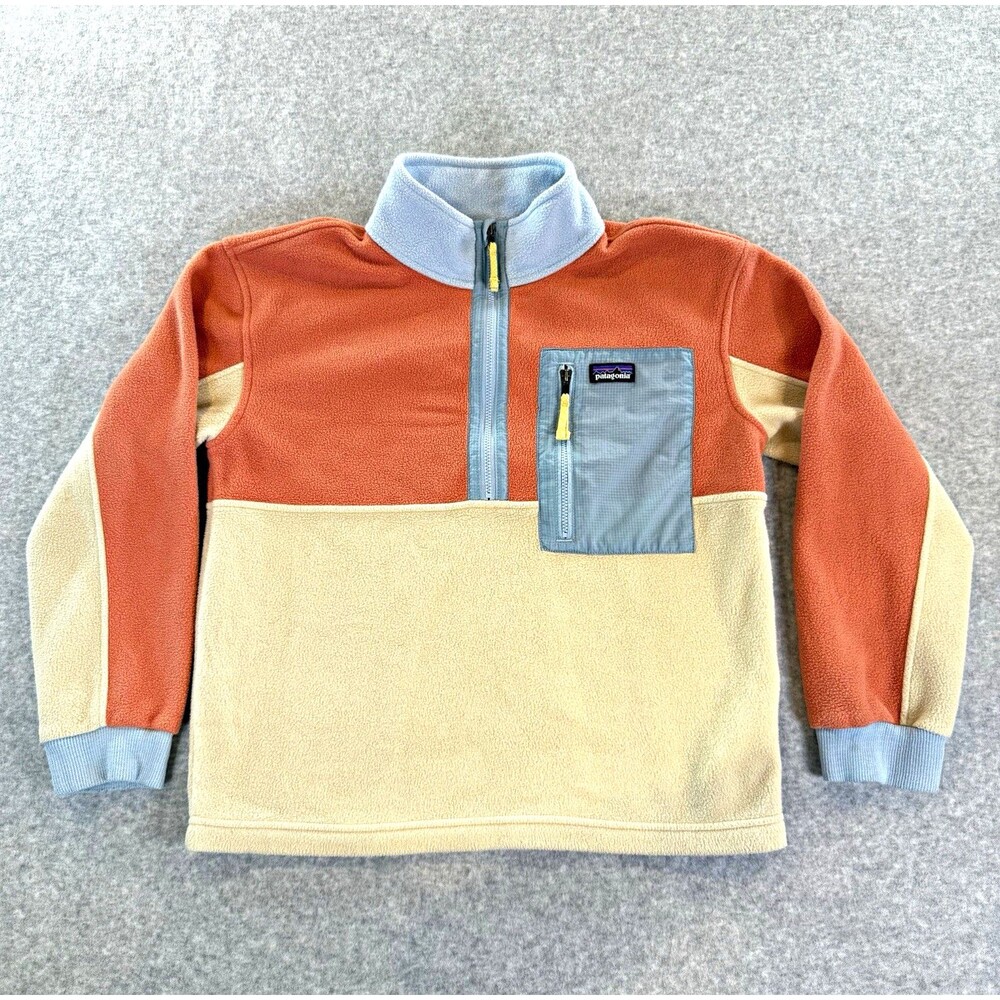 Patagonia Kids Microdini Half Zip Fleece Pullover Sweater L Colorblock Cozy Soft